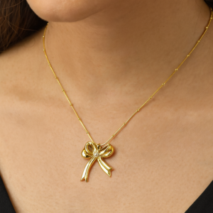 Elegant Bow Pendant Necklace for Women