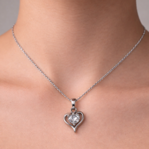 Elegant silver heart crystal pendant necklace for women romantic minimal jewellery daily wear