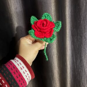 Handmade Crochet Red Rose