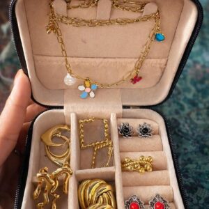 Premium jewellery box combo with anti tarnish earrings oxidised flower studs charm necklace and ring