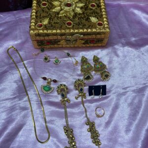 jewellery hamper with Kashmiri jhumka anti tarnish chain invisible necklace and accessories
