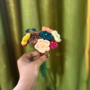Handmade multicolor crochet flower mini bouquet gift for her