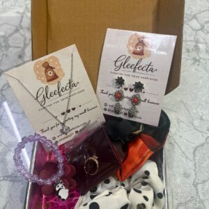 Girls jewelry and accessories hamper with anti tarnish neckpiece, earrings, ring, panda bracelet, scrunchies and flower claw clip