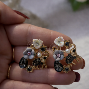 Multi-Element Floral Charm Statement Earrings