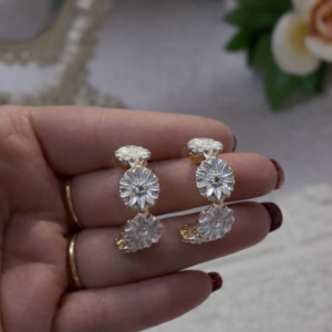 Silver & Gold Floral Designer Drop Earrings