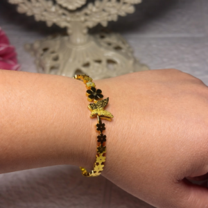 Gleefecta Gold Butterfly & Floral Charm Bracelet