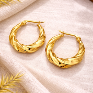 Gold twisted hoops