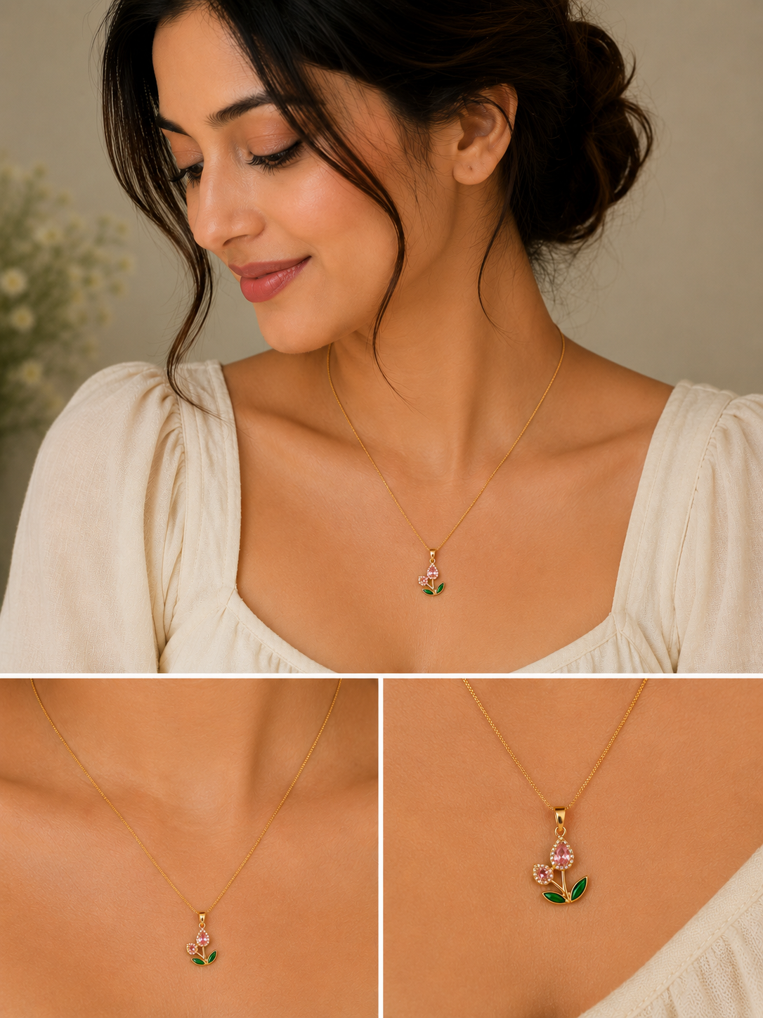 Pink Tulip Neckpiece - Image 2
