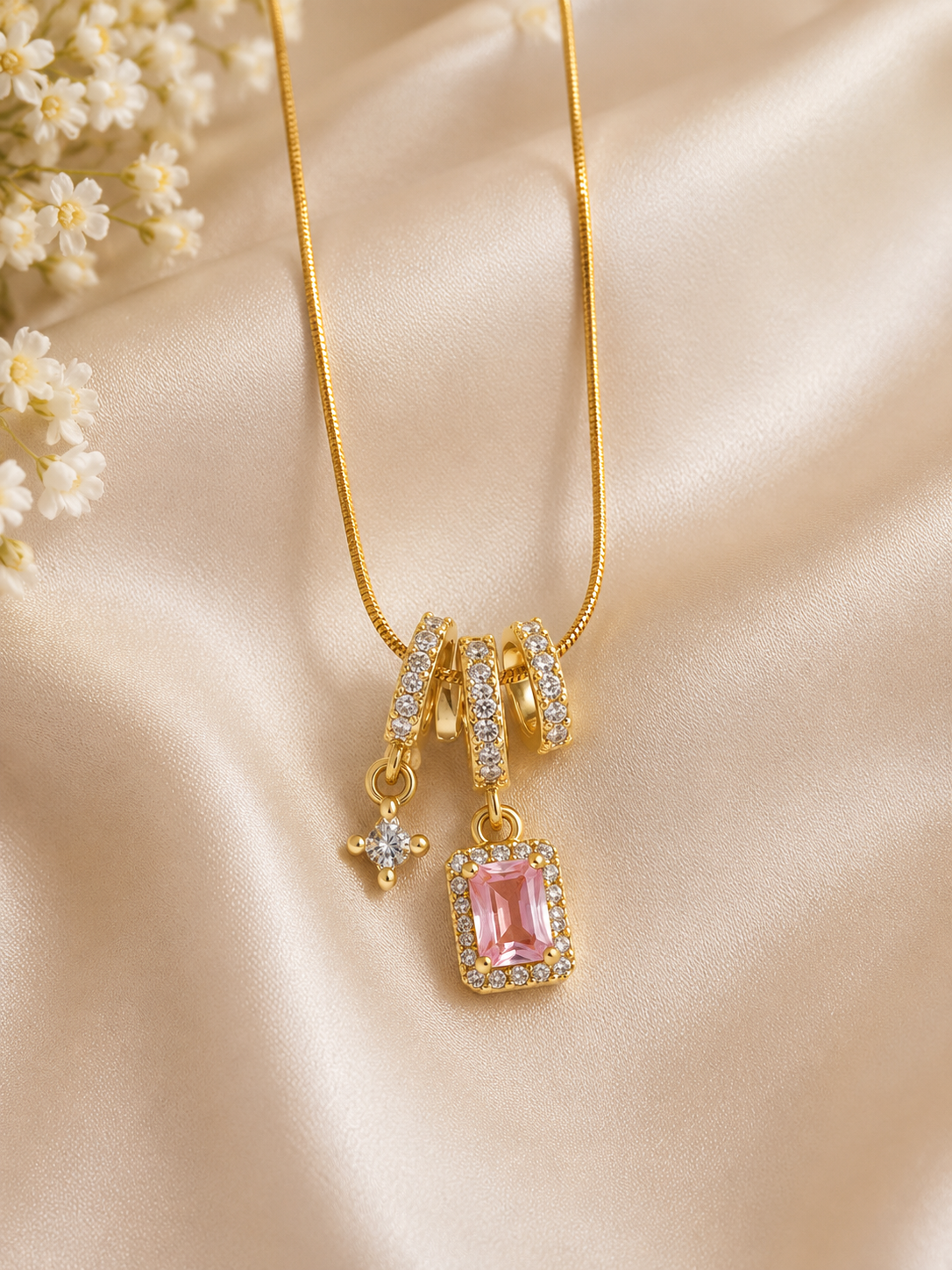 Pink Crystal Charm Pendant