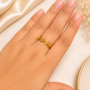 Minimal Gold Bead Adjustable Ring for Women by Gleefecta