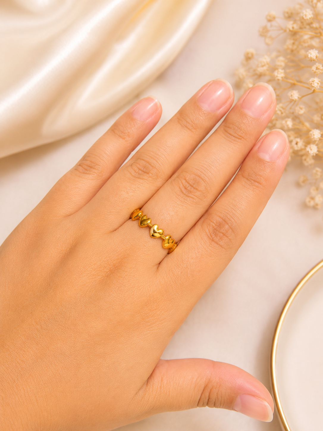 Minimal Heart Adjustable Ring